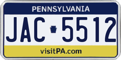 PA license plate JAC5512