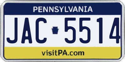 PA license plate JAC5514