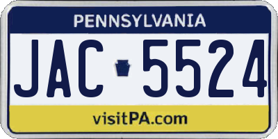 PA license plate JAC5524