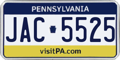 PA license plate JAC5525
