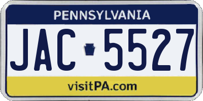 PA license plate JAC5527