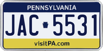 PA license plate JAC5531