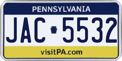 PA license plate JAC5532