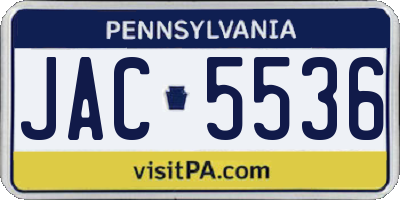 PA license plate JAC5536