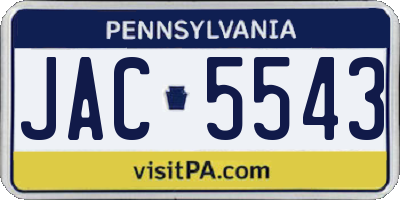 PA license plate JAC5543