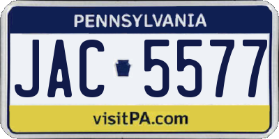 PA license plate JAC5577