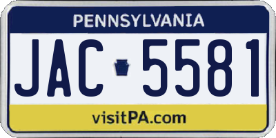 PA license plate JAC5581