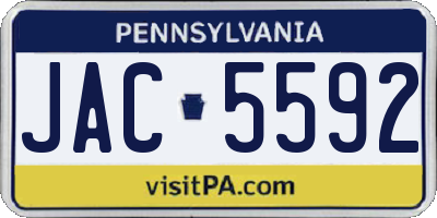 PA license plate JAC5592