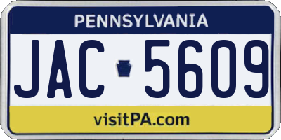 PA license plate JAC5609