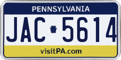 PA license plate JAC5614