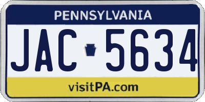 PA license plate JAC5634