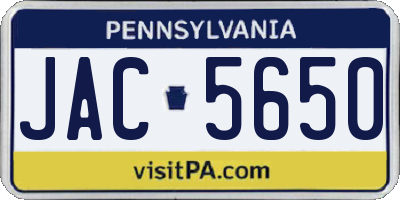PA license plate JAC5650