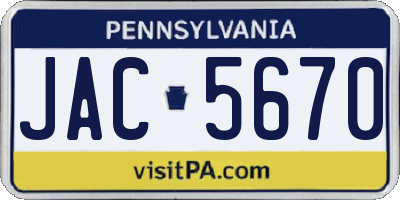 PA license plate JAC5670