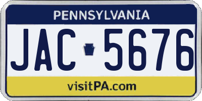 PA license plate JAC5676
