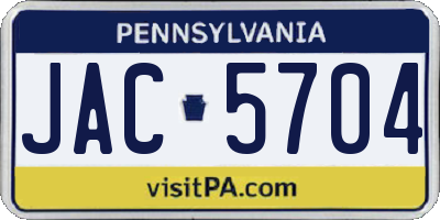 PA license plate JAC5704