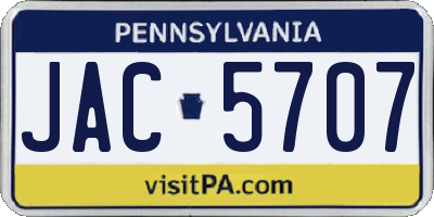 PA license plate JAC5707