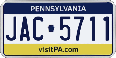 PA license plate JAC5711