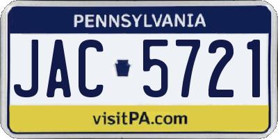 PA license plate JAC5721