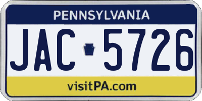 PA license plate JAC5726