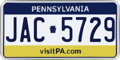 PA license plate JAC5729