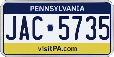 PA license plate JAC5735