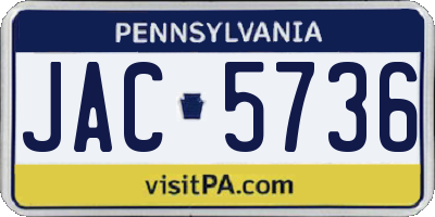 PA license plate JAC5736