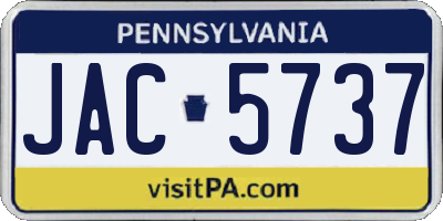 PA license plate JAC5737