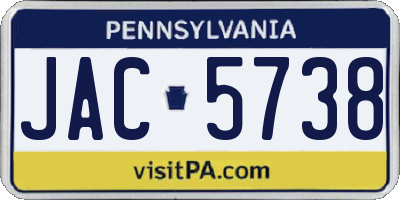 PA license plate JAC5738