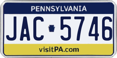 PA license plate JAC5746