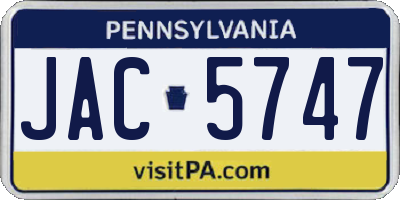 PA license plate JAC5747
