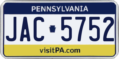 PA license plate JAC5752
