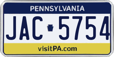 PA license plate JAC5754
