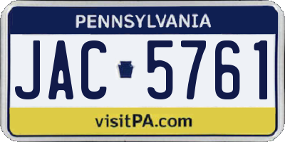 PA license plate JAC5761