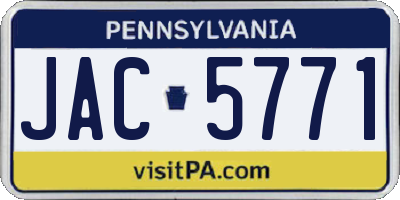 PA license plate JAC5771