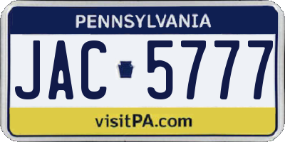 PA license plate JAC5777