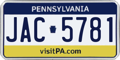 PA license plate JAC5781