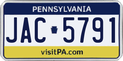PA license plate JAC5791