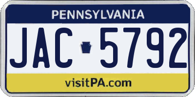 PA license plate JAC5792