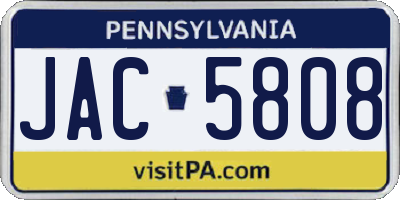 PA license plate JAC5808