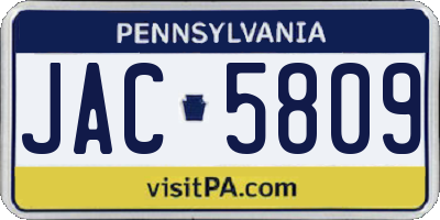 PA license plate JAC5809
