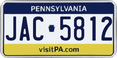 PA license plate JAC5812