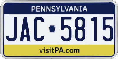 PA license plate JAC5815