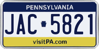 PA license plate JAC5821