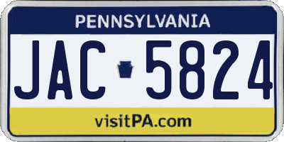 PA license plate JAC5824