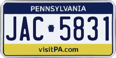 PA license plate JAC5831