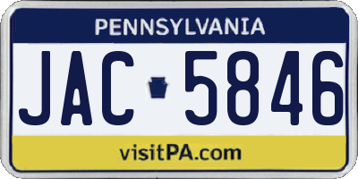 PA license plate JAC5846