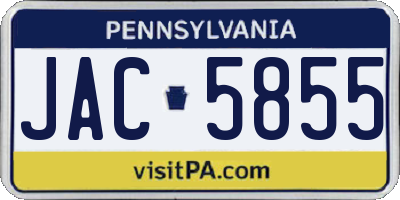 PA license plate JAC5855