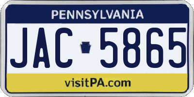 PA license plate JAC5865