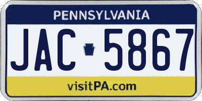 PA license plate JAC5867