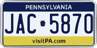 PA license plate JAC5870